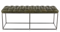 Banc Chesterfield cuir vert olive