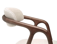 Chaise scandinave bois teinte marron foncé assise tissu beige naturel