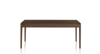 Extendable oak table for 6 to 10 people with dark brown stained wood top and extensions 140x90 cm