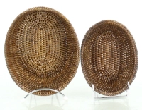 Small oval brown rattan bread basket