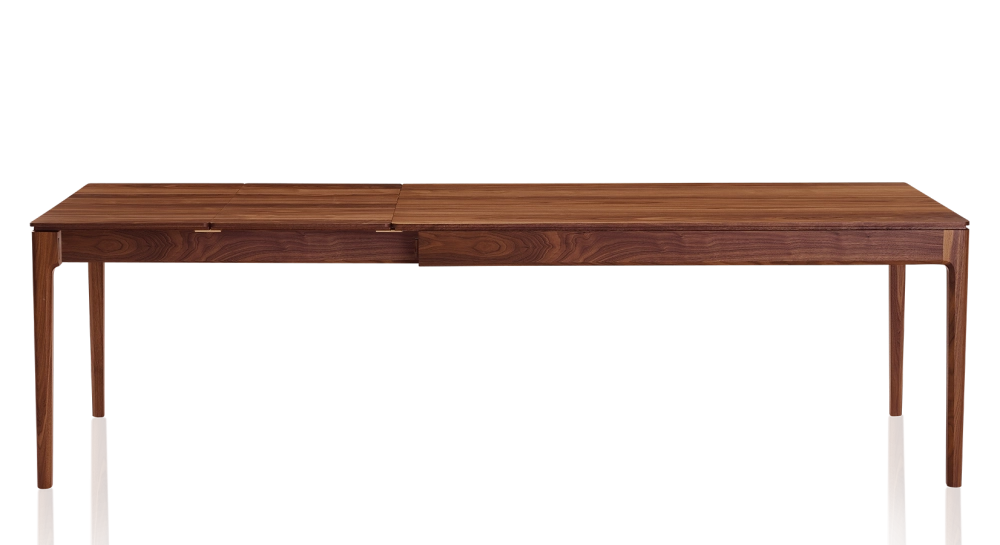 Table extensible en noyer 6 à 10 personnes avec plateau et allonges bois teinte naturelle 160x100 cm