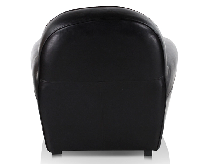 Fauteuil club cuir noir accoudoirs cloutés