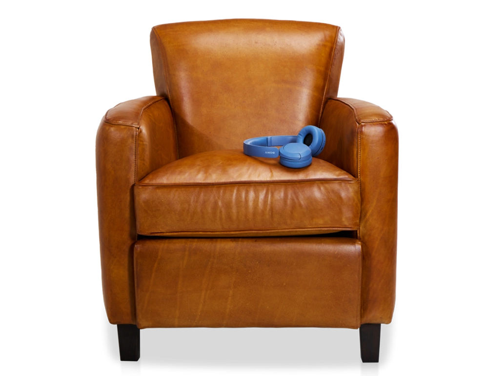 Fauteuil club cuir cognac