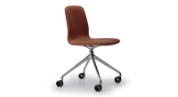 Chaise de bureau avec roulettes assise cuir camel