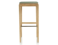 Tabouret de bar design H80 cm bois teinte naturelle assise cuir vert sauge