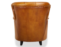 Fauteuil Chesterfield cuir cognac moyen dossier