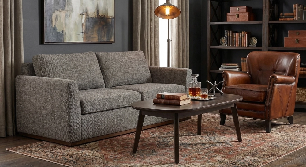 3-seater convertible sofa beige mottled fabrics