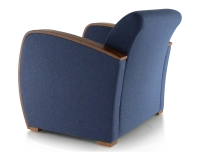 Sillón de diseño madera tintada cerezo y tejido azul marino