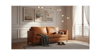 3 seater designer sofa chestnut leather