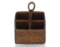 Organizador de cubiertos de ratán marrón