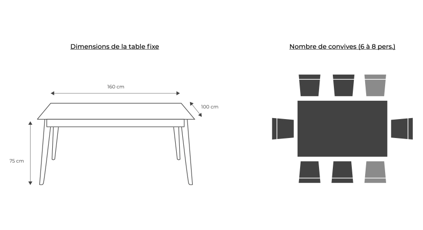 Oak dining table for 6 people natural tint wooden top 160x100 cm