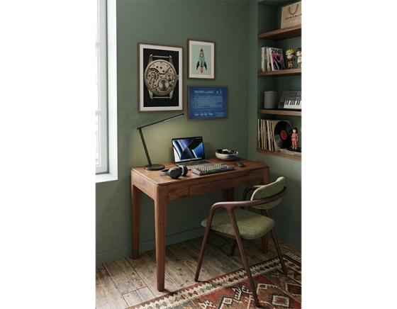 Bureau design en noyer teinte naturelle L80 cm
