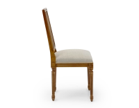 Louis XVI style antique chair cane back chair with natural beige fabric seat