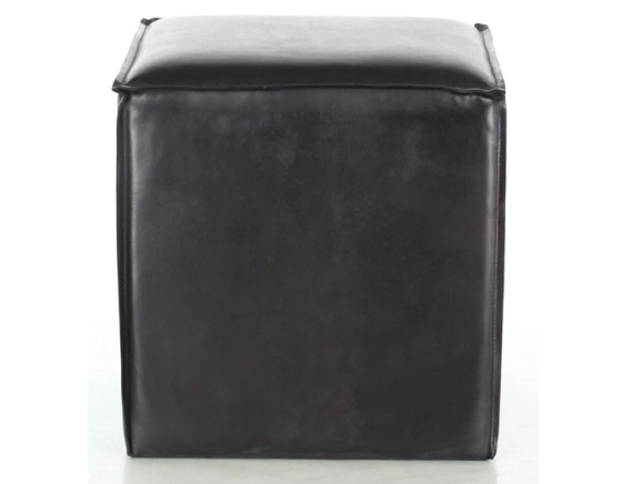 Pouf cuir noir