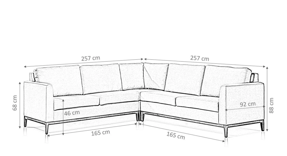 Canapé d'angle 6 places tissu crème (2,5G - A - 2,5D)