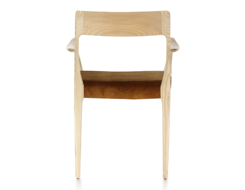 Chaise scandinave avec accoudoirs bois teinte naturelle assise tissu velours bronze