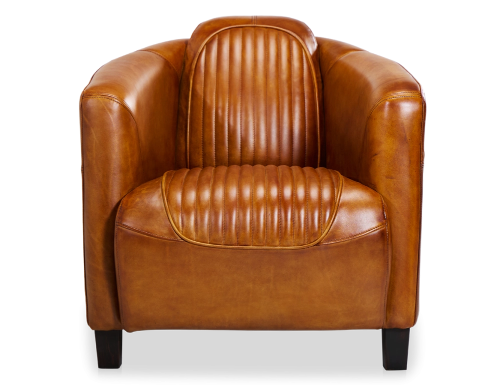 Fauteuil club cuir cognac