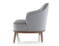 Designer armchair tissu pied-de-poule bleu et blanc