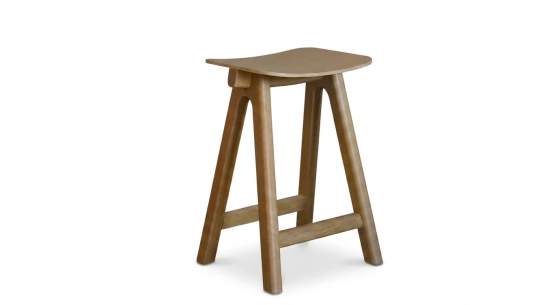 Taburete de bar de roble H60 cm madera en tinte natural