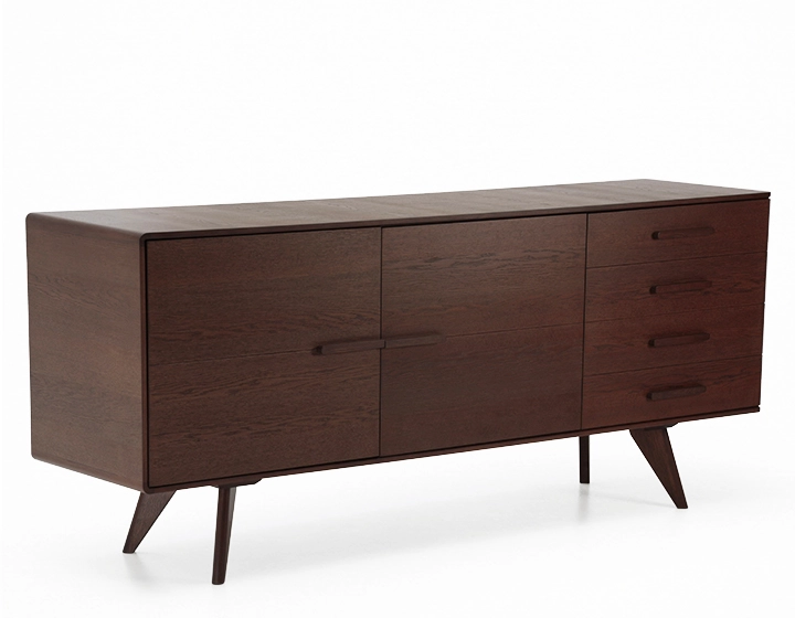 Buffet 3 portes en chêne bois teinte foncé