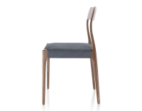Silla escandinava madera tintada marrón oscuro asiento tejido gris