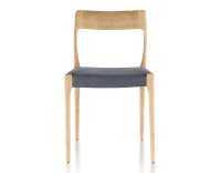 Scandinavian chair natural tint wood, grey fabric seat
