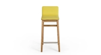 Taburete de bar de roble H60 cm madera tinte vintage asiento tejido amarillo
