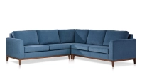 Canapé d'angle 5 places tissu bleu jean (2G - A - 2D)