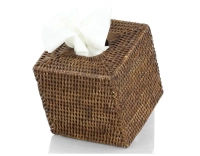 Brown rattan square tissue box