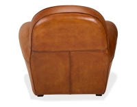 Fauteuil club cuir marron clair accoudoirs passepoil