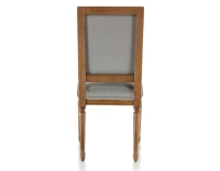Antique Louis XVI style chair wood stained in an antique style and light grey fabric
