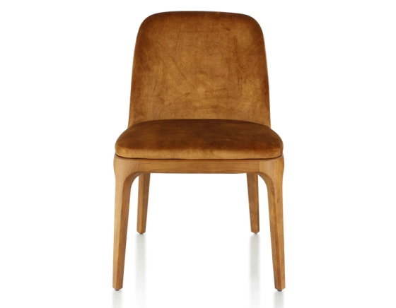 Designer chair Cherry-stained wood and bronze velvet fabric