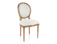 Silla antigua estilo Luis XVI madera con tinte envejecido y tejido beige natural