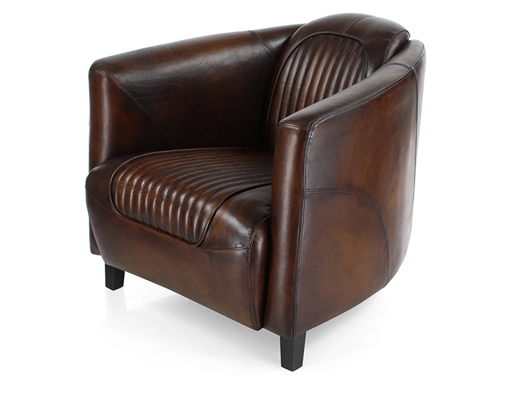 Fauteuil club cuir marron soutenu