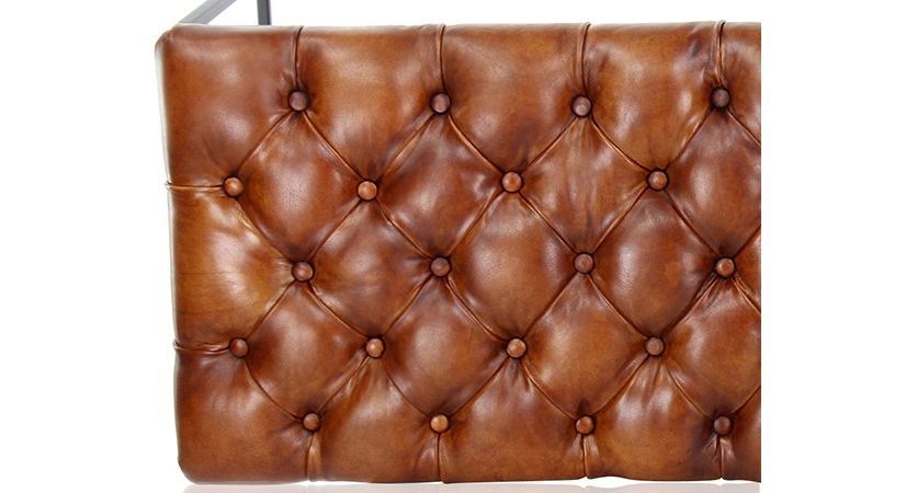 Chesterfield leather bench light brown
