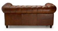 Sofá Chesterfield de piel 2 plazas marrón vintage reposabrazos con tachuelas