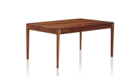 Mesa de comedor para 6 personas de nogal tinte natural tablero de madera 140x90 cm