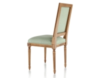 Silla antigua estilo Luis XVI madera con tinte envejecido y tejido verde salvia
