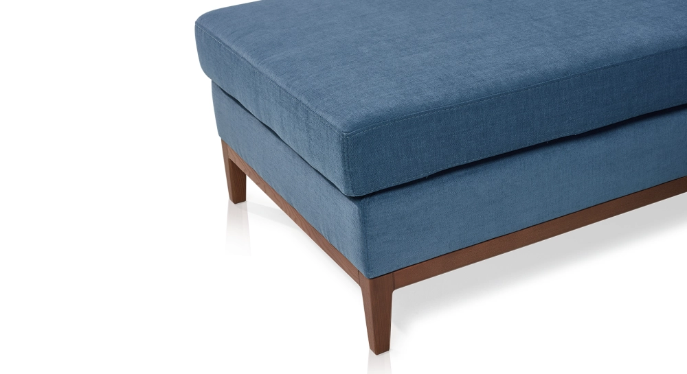 Canapé d'angle méridienne gauche 4 places tissu bleu jean (MG - 2D)