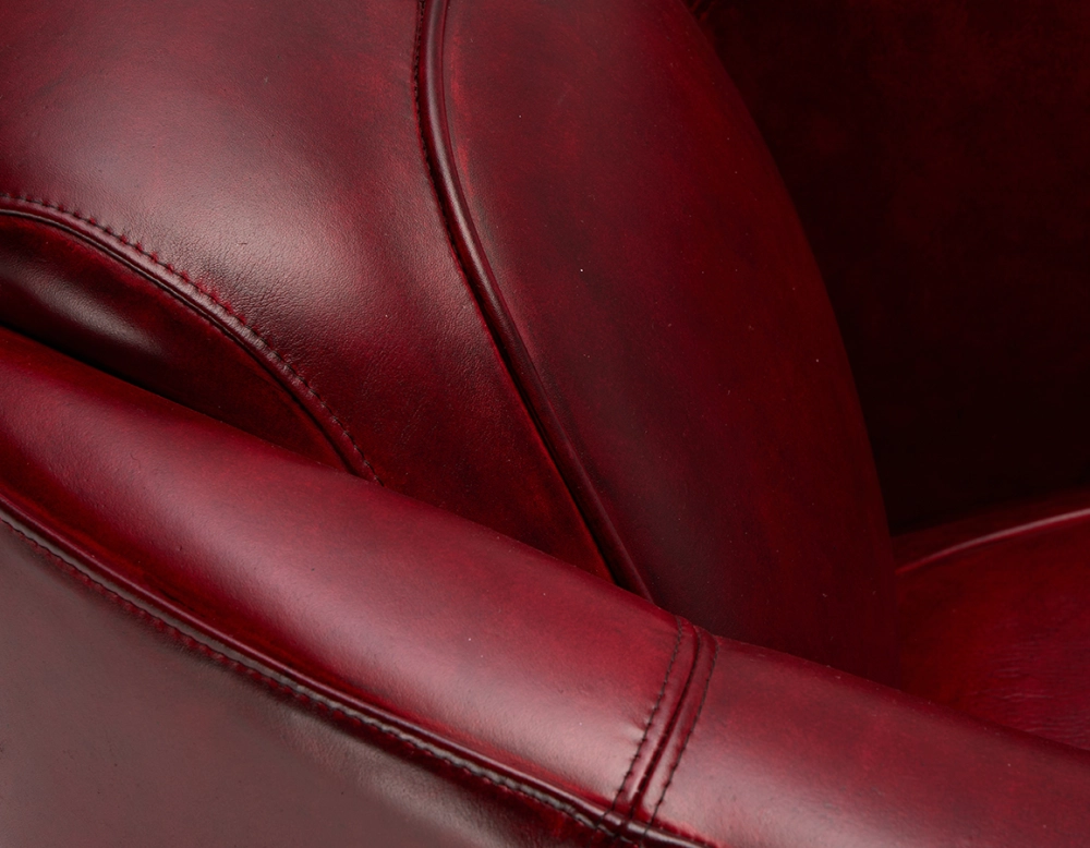 Leather club armchair carmine red