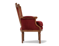 Sillón bergère estilo Luis XVI bois teinte ancienne et tissu bordeaux