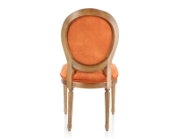 Antique Louis XVI style chair wood in antique stain and terracotta velvet fabric