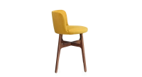 Tabouret de bar h60 cm bois teinte noyer assise tissu jaune
