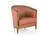 Antique armchair with moulded armrests bois teinte ancienne et cuir châtain