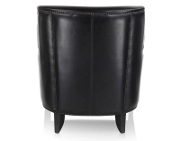 Fauteuil club cuir noir accoudoirs cloutés