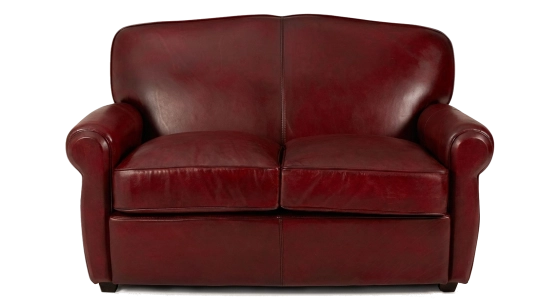 Canapé club cuir 2 places rouge carmin