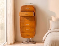 Chiffonnier art déco métal et bois teinte merisier