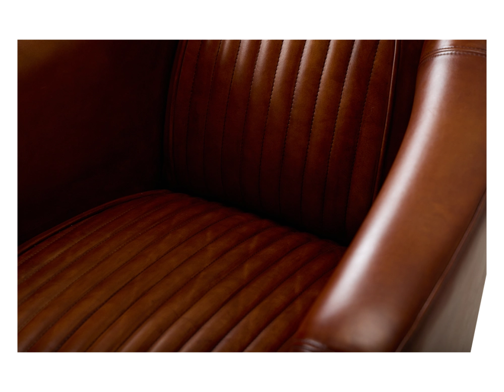 Sillón club de piel marrón claro