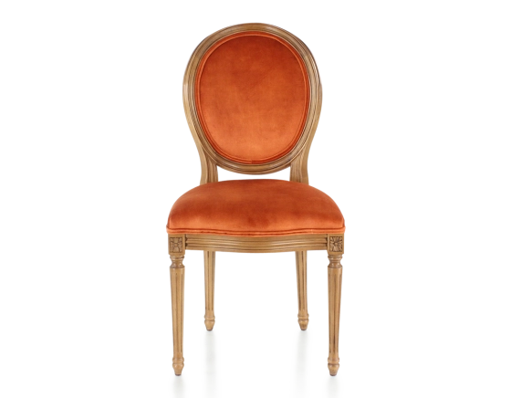 Chaise ancienne style Louis XVI bois teinte ancienne et tissu velours terracotta