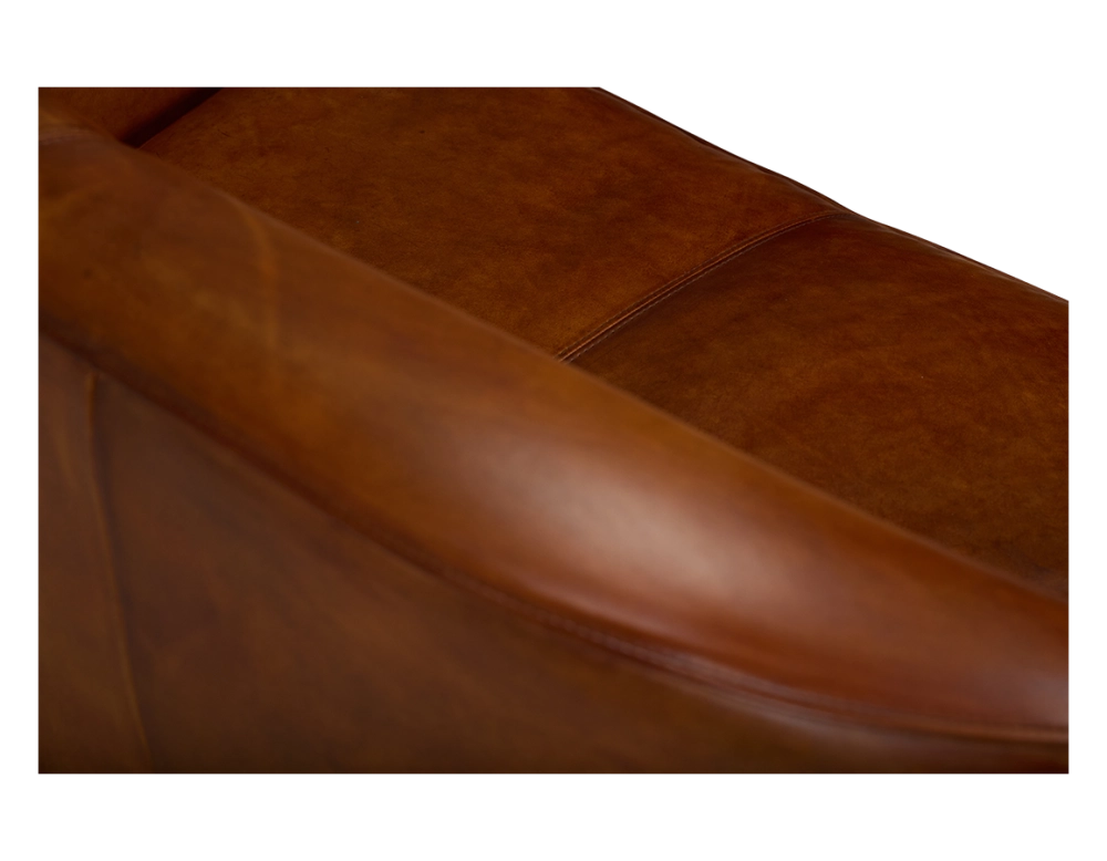 2 seater leather club sofa light brown